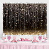 Lignes de paillettes et toile de fond d'anniversaire Bokeh doré noir